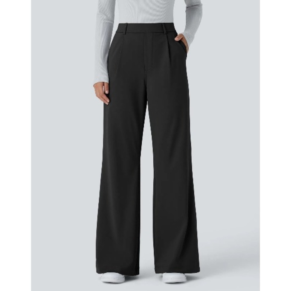 Halara Flex DayStretch High Waist Pocket Work Flare Pant Workwear Black L Petite
